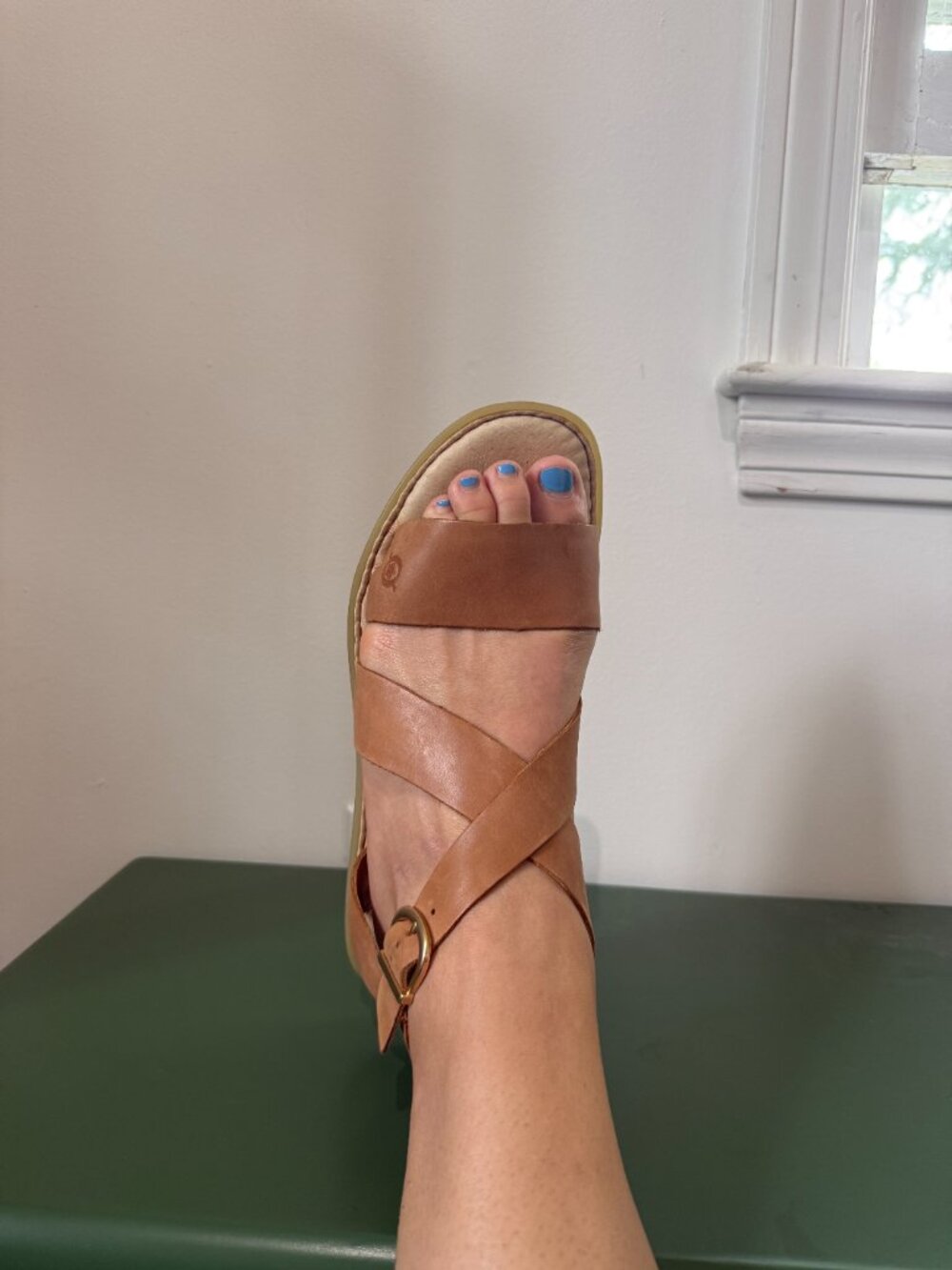 NWOT BORN Criss-Cross Leather Sandal, Size 11 - Picture 3 of 5